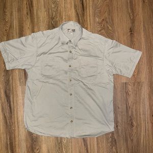 Duluth Trading Co Men’s Short Sleeve Button Up Beige Size Large Oversized